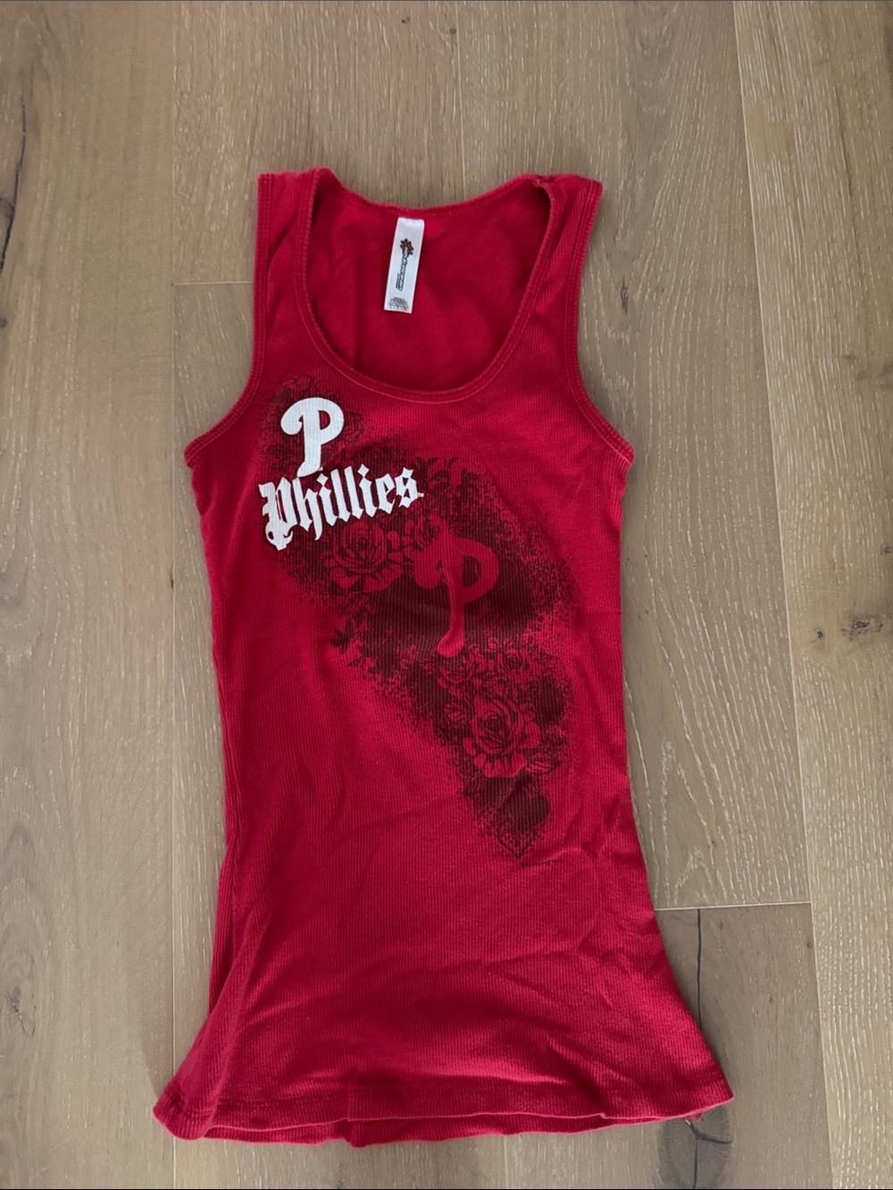 5th & Ocean Red Phillies Floral Logo Tank Top